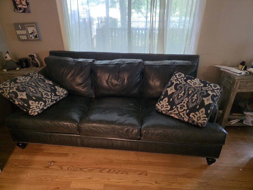 Bernhardt Brand Top Grain Blue Leather Set