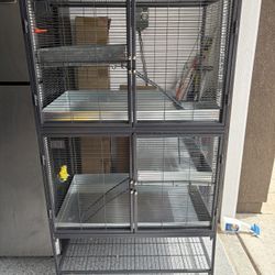  Midwest Critter Nation Double Unit with Stand Small Animal Cage, 36" L X 24" W X 63