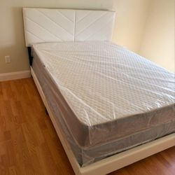 Queen Size Bed Frame With MATTRESS NEW BEDROOM FURNITURE SET Queen Bed Set 3pcs 