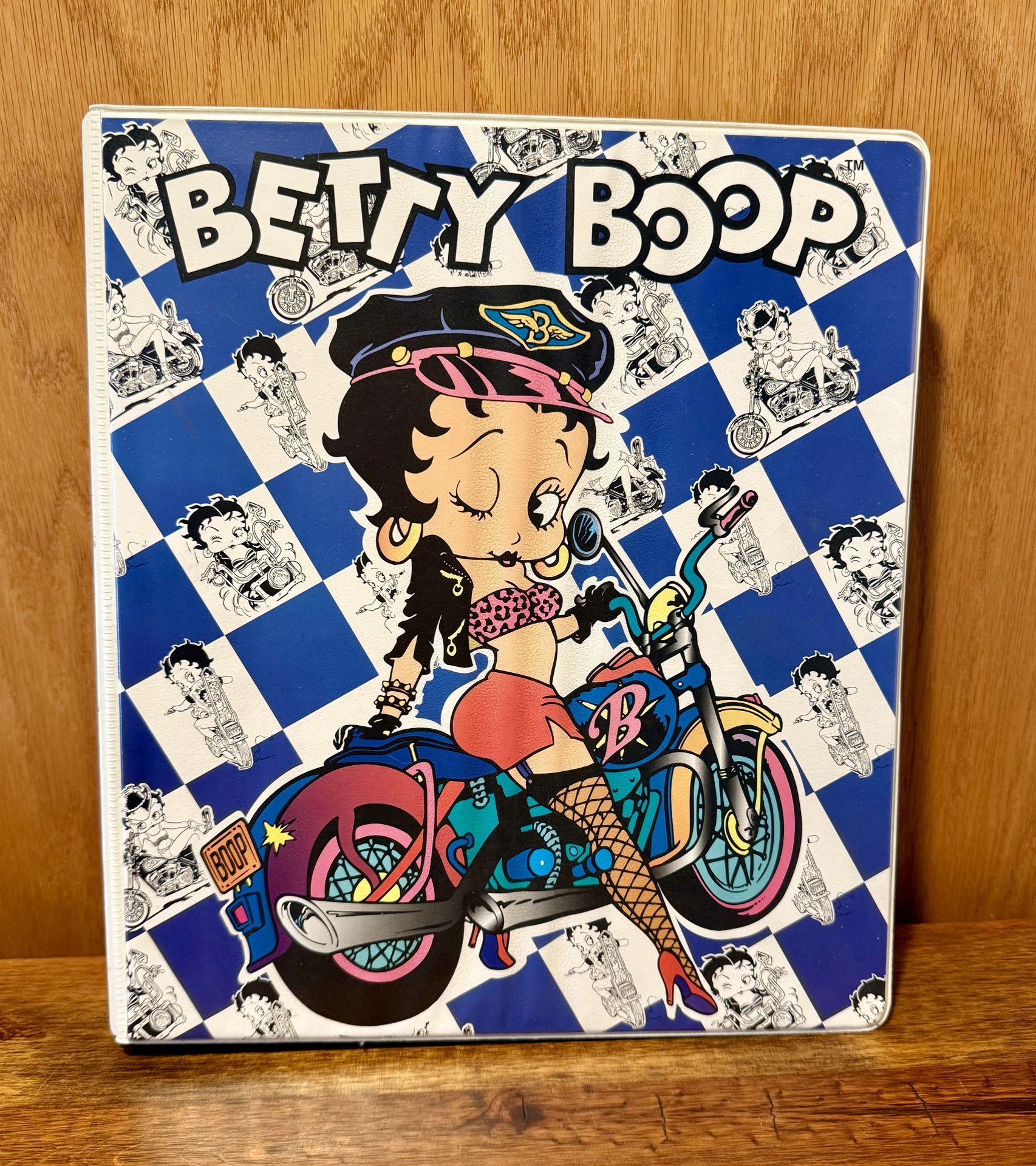 SUPER RARE VINTAGE BETTY BOOP ON HARLEY MORTOCYCLE 3-RING BINDER