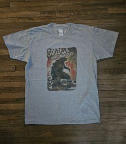 GODZILLA KING OF THE MONSTERS ! LOGO ADULT MEN  XLARGE SIZE GREY T-SHIRT PRE-OWNED