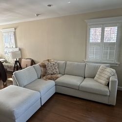 Five Piece Off White Sectional