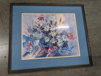 P. Berndon 1972 Vibrant Botanical Floral Watercolor Painting