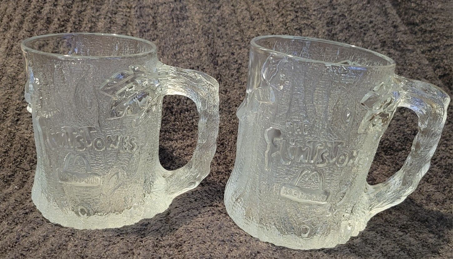 Vintage Pair Of McDonalds Fintstones TreeMendous Mugs