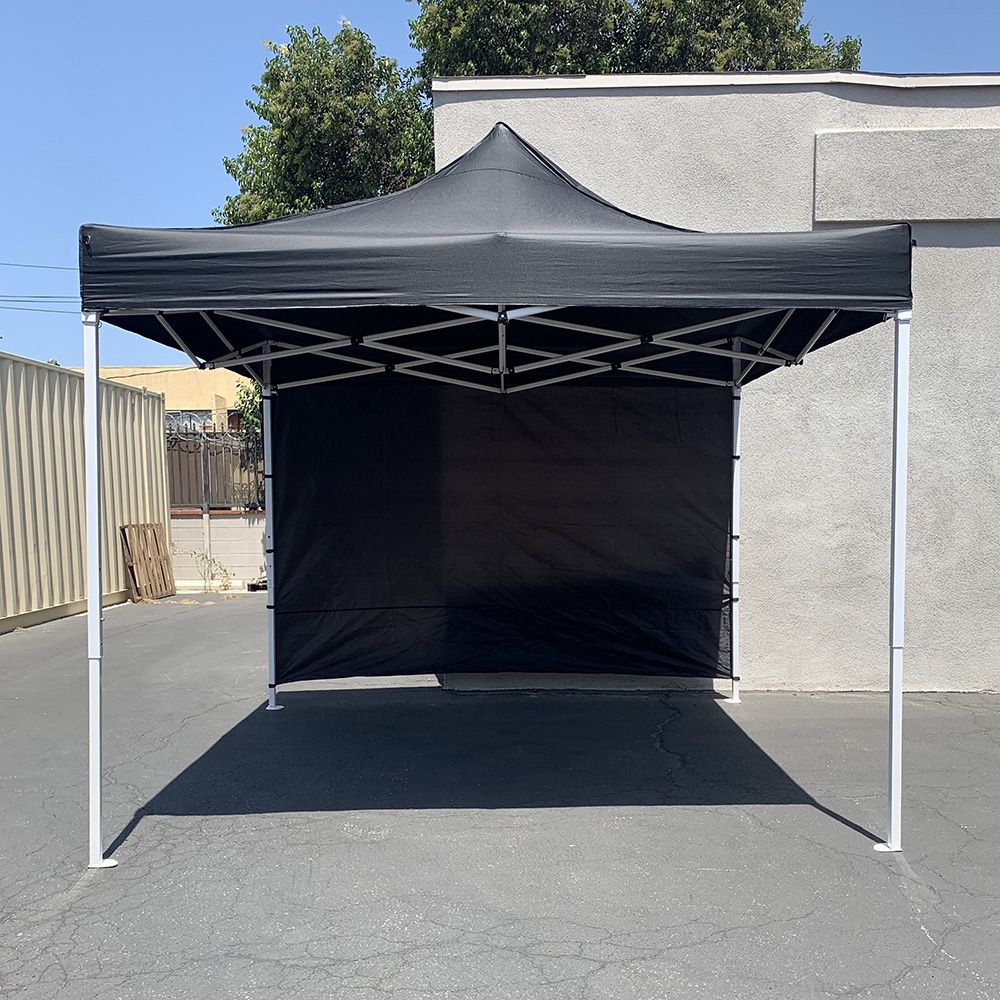 $100 (New) Heavy-duty 10x10 ft canopy with (1 sidewall) ez popup party tent w/ carry bag (red, blue) 