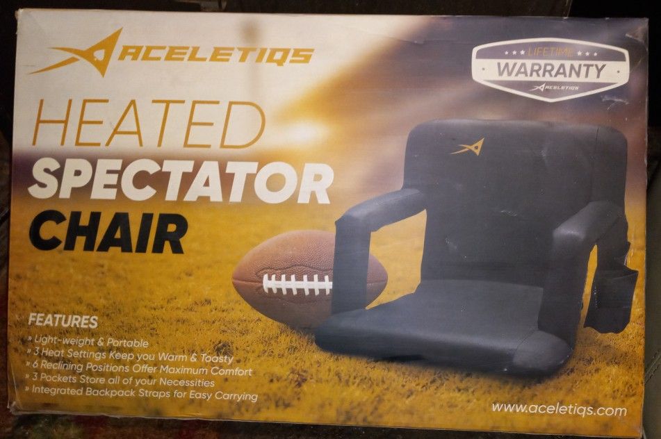 Brand New Never Used Aceletiqs Wide Double Heated Stadium Seats for Bleachers with Back Support