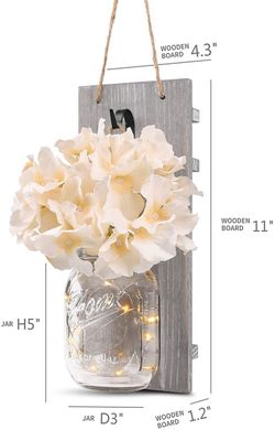 Hanging mason jar light up flower decor