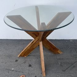Used small roll wooden glass table no chairs