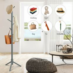 2 Heights Wooden Coat Rack with 8 Hooks