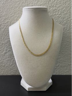 18 inch 3.5mm - Gold Over 925 Sterling Silver Pave Cuban Chain