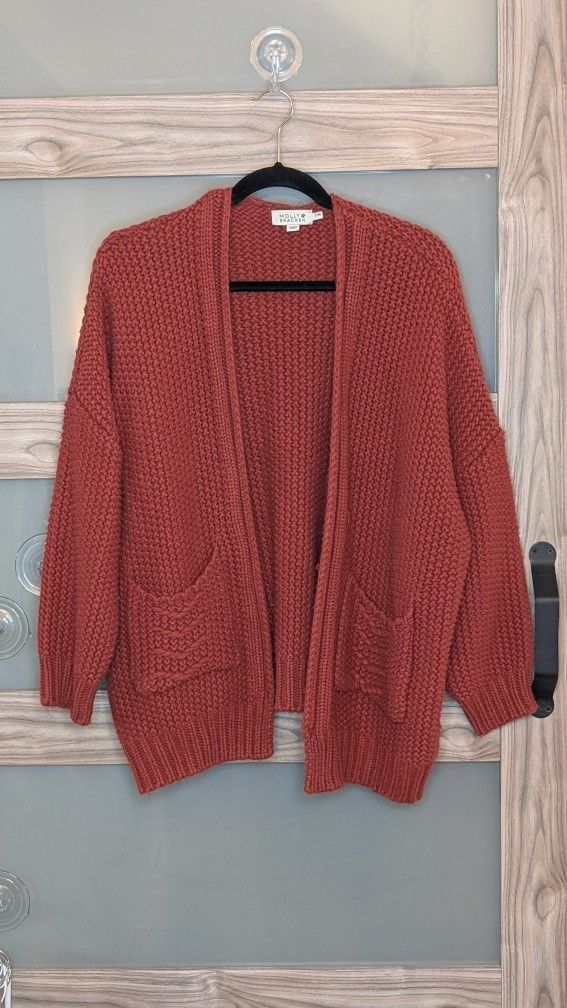 Molly Bracken Ladies Cardigan Rust Color Very Warm Cozy Comfy Pockets