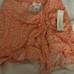 Flowy Summer Orange And White Skirt 