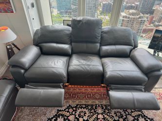Sofology London Italian Leather Recliner Sofa – Grey