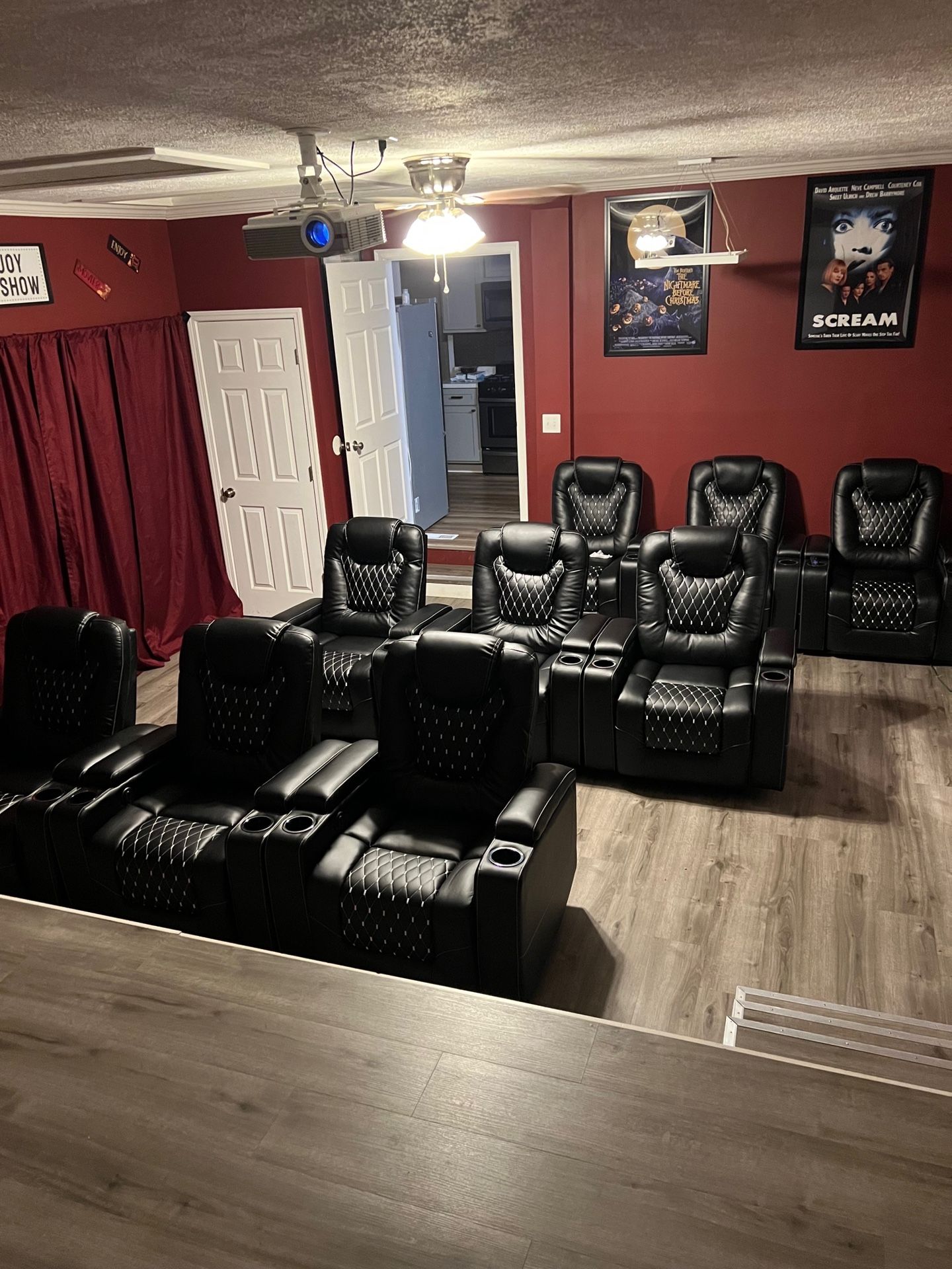 Black Leather Theatre Recliner Chairs