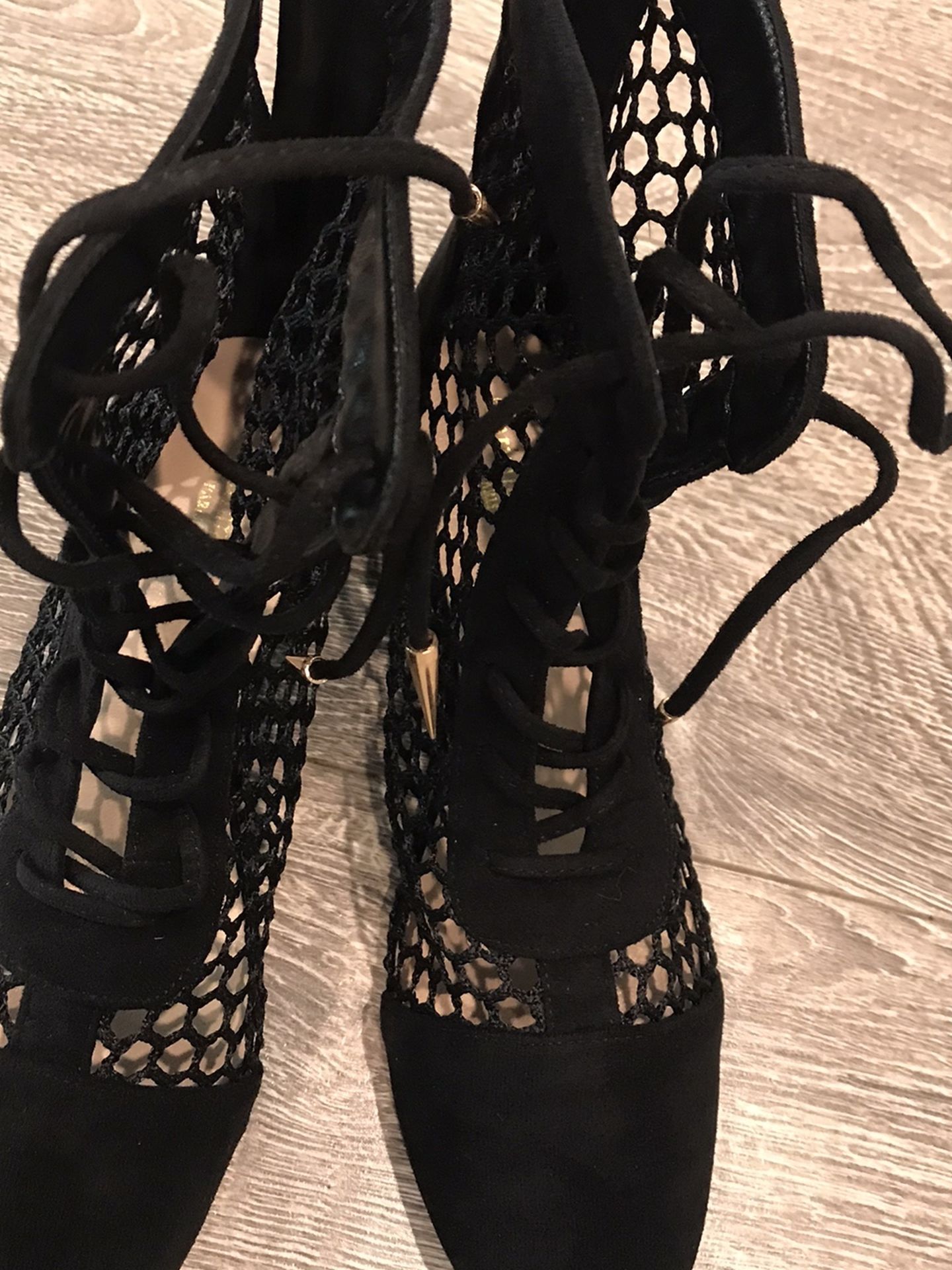 Gorgeous Sued Fishnet Boots