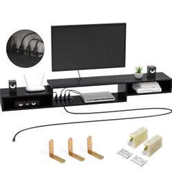 FABATO 70" Floating TV Stand with Power Outlet Wall Mounted Media Console Cabinet Shelf Under TV for