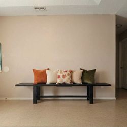 XL 96" Black Wood Bench