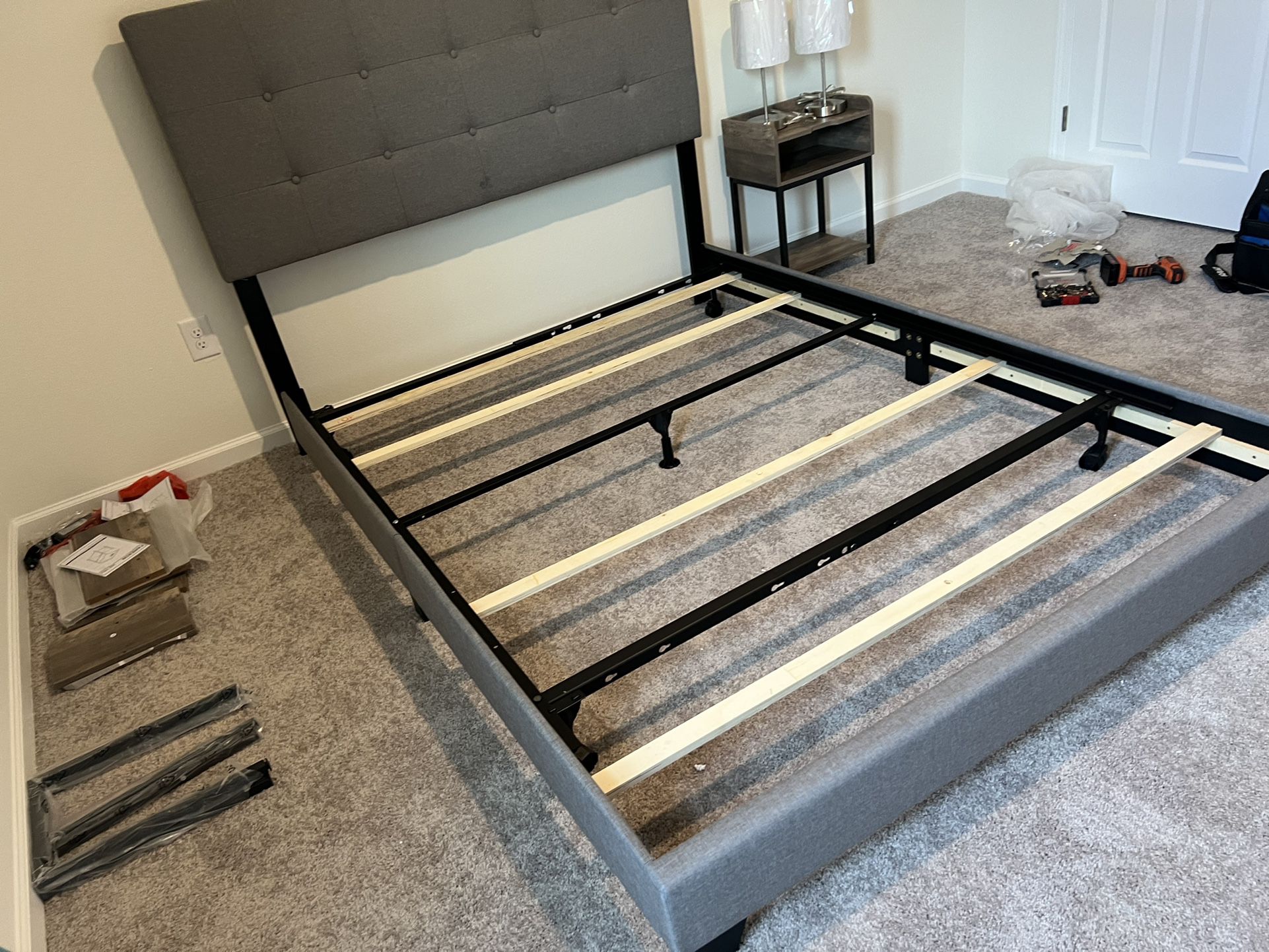 Brand New In A Box - Queen Bed Frame With Wood Rails 