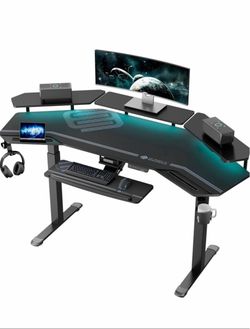 EUREKA ERGONOMIC Gaming Desk, Standing Desk w Keyboard Tray, 72" Wing Shaped Music Studio Table