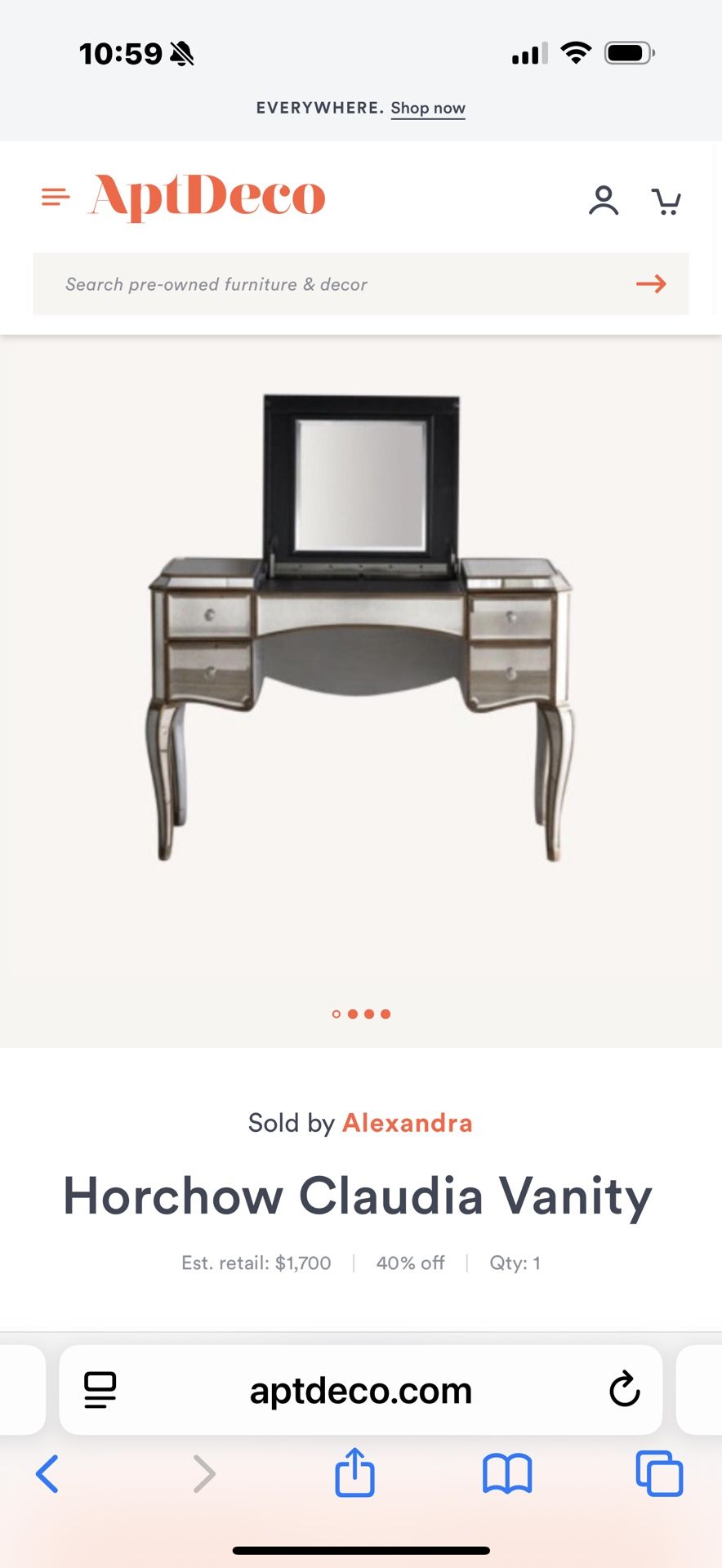 Horchow Mirrored vanity/desk