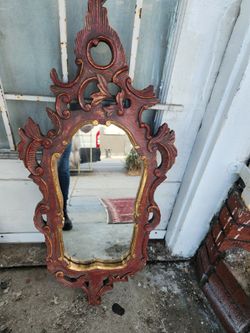 Carved Wood Mirror 