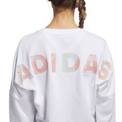 ADIDAS White Pastel Tie Dye Crop Sweatshirt L