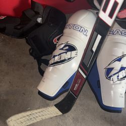 Hockey Helmet And  Pads And Stick