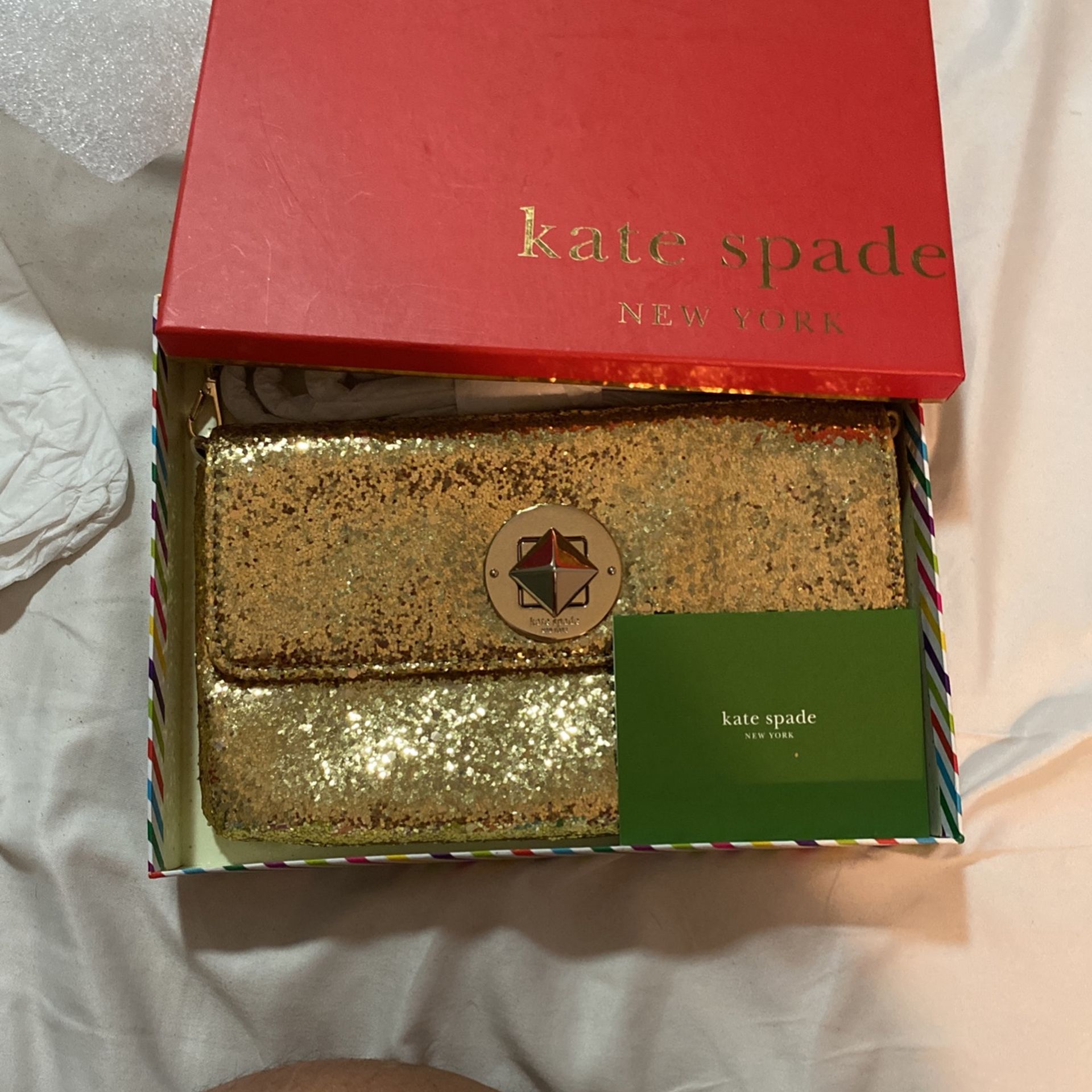 Kate Spade Gold Glitter Clutch/crossbody