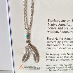 Silver Feather Pendant Necklace 