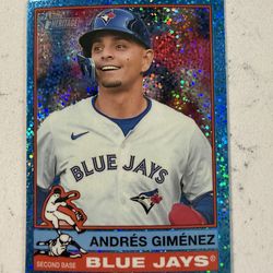 2025 Topps Heritage Chrome Light Blue Sparkle Refractor - Andres Gimenez - Blue Jays