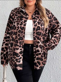 Women’s SHEIN plus size Leopard Print Button-Up Shirt size 32/34 8X