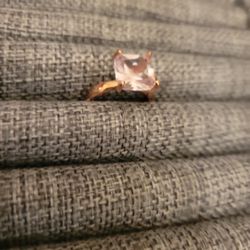 Crystal Set In Silver Set In Pink Rose Gold Layover Size 7