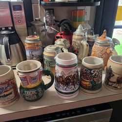 Beer steins $10 ea without lid
$15 ea with lid