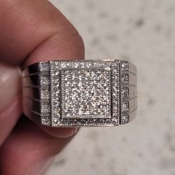 Mens Size 10 925 Silver Ring 