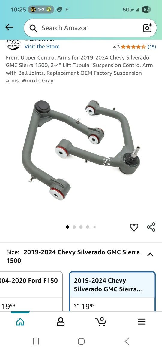 Front Upper Control Arms for 2019-2024 Chevy Silverado GMC Sierra 1500, 2-4" Lift Tubular Suspension Control Arm with Ball Joints, Replacement OEM Fac