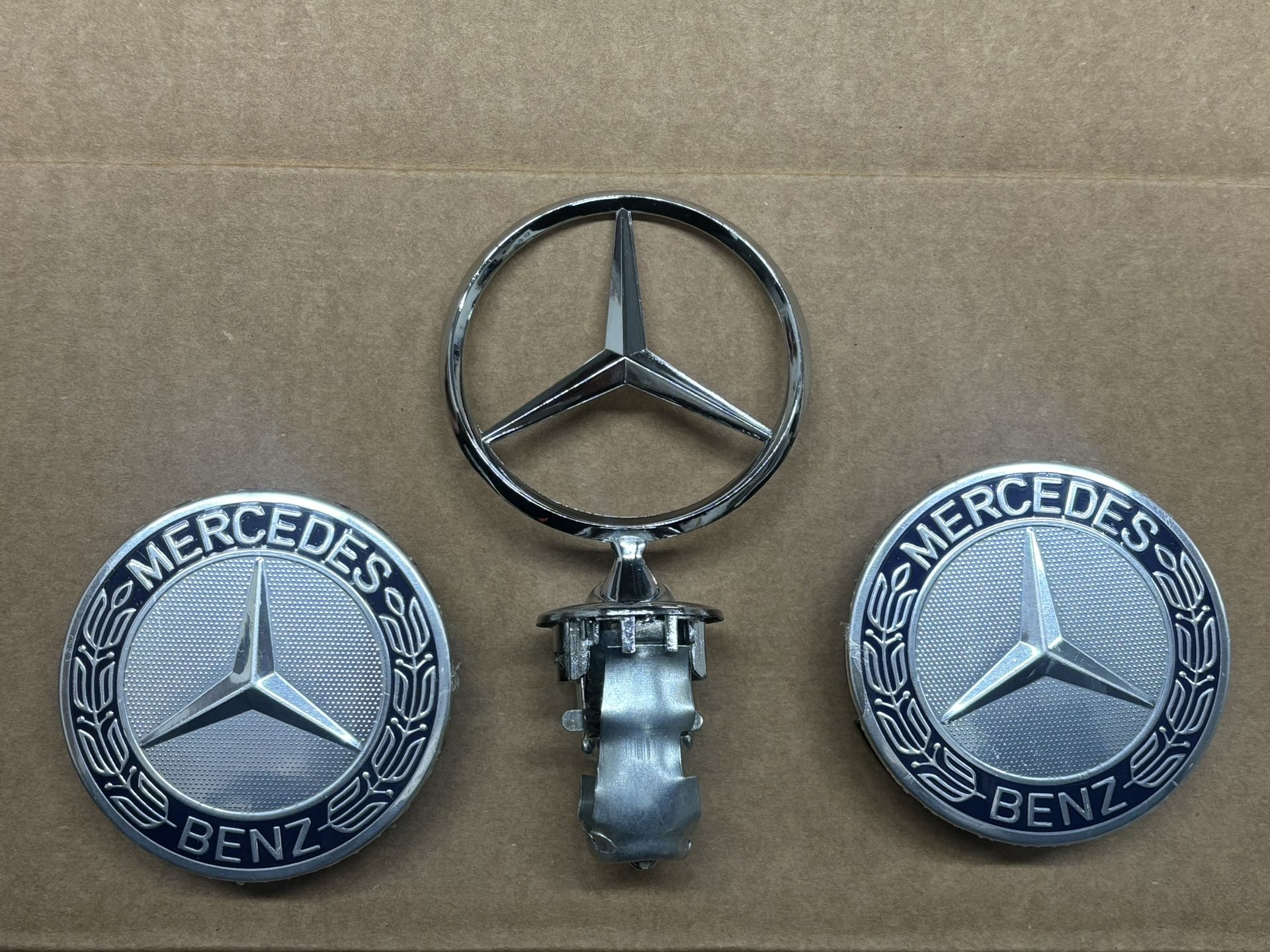 3 Inch Mercedes Benz Center Wheel Caps & Hood Emblem Replacements 