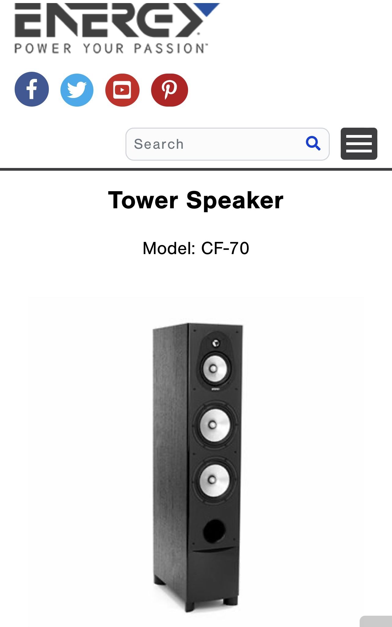 Energy CF 70 Tower Speakers And Cc5 Center Channel