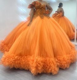 Orange XV dress and matching crown