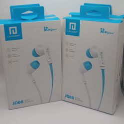 Langsdom JD88 In-Ear Earphones White Blue Wired HD Call Mic Universal New
