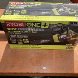   Ryobi 18 V Brushless 12 In Cordless battery chainsaw Tool Only