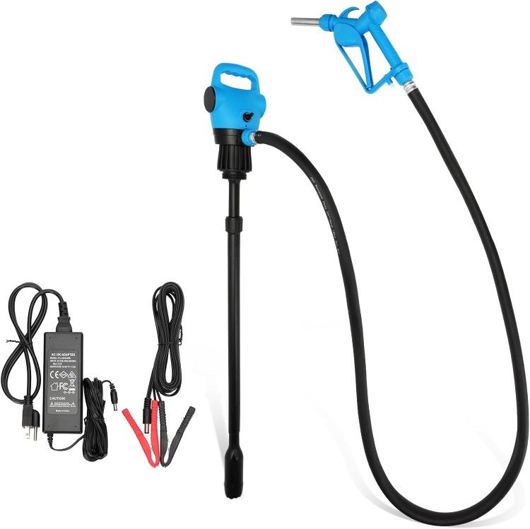 Electric Drum Barrel Pump with 12V DC/100-240V AC Power, 55 Gallon Drum Pump with Built-in 2-Inch Bung Adapter, 7.4 GPM Flow Rate, Suitable for DEF/Ad