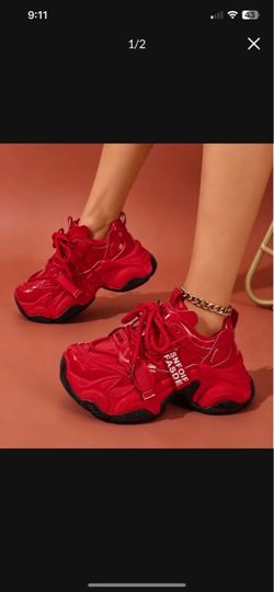 Red Chunky Platform Sneakers size 7