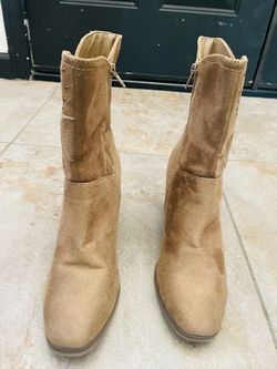 Women’s brown suede style studded boots
