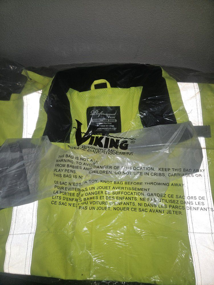 Brand New Viking Journeyman 300D Trilobal Ripstop Hi Viz Rain Jacket MEDIUM