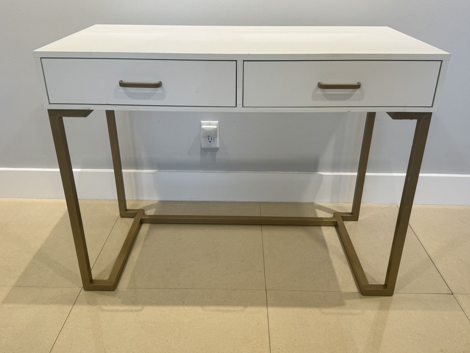 2 drawer white and gold desk or vanity