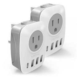 VINTAR Travel Adapter for US to UK Plug Adapter, Type G Plug Adapter, International Outlet Adaptor with 4 USB Charger Ports, Adaptor for USA to Britis