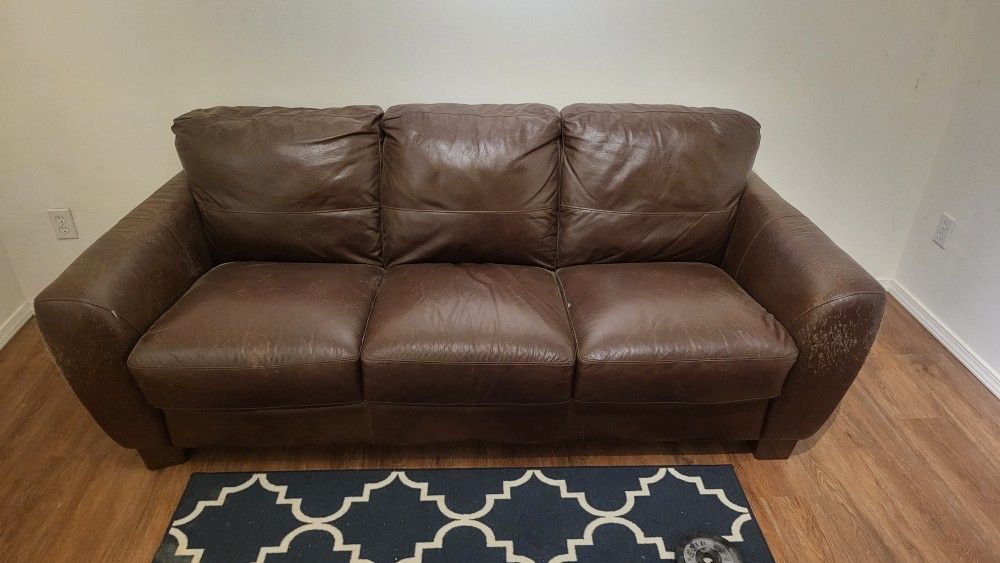 Free Leather Couch W/ Cat Scratches