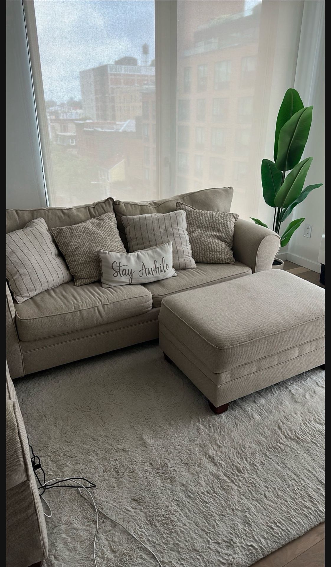Modern Sofa Bed, Side Chair, & Ottoman With Storage
