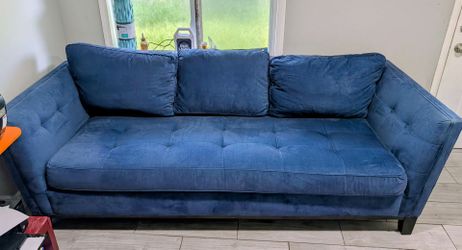 Blue Velvet Tufted Sofa