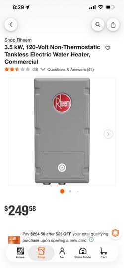 Rheem 3.5 kW Tankless Electric Water Heater